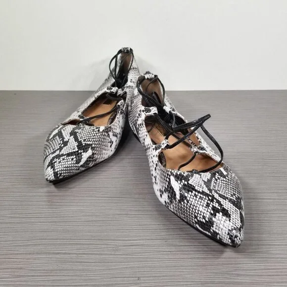 Halogen Owen Ghillie Flat. Snakeskin Black & White Print, Womens Size 9.5 M - Picture 4 of 12